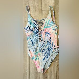 Lilly Pulitzer swimsuit Isle Lattice kaleidoscope coral 10